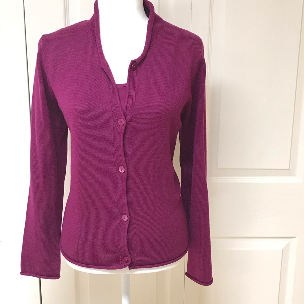 Eileen Fisher Burgundy Wool/Silk Sweater Set